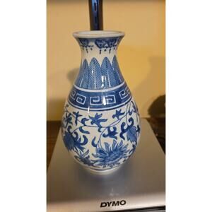 Seymour Mann China Blue Fine Porcelain Vase Floral